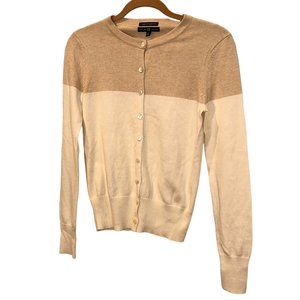 GAP Made with Cashmere khaki cream color block cardigan sweater S